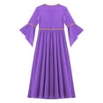 thumbnail image 6 of TiaoBug Kids Girls Medieval Renaissance Princess Costume Flared Sleeve Retro Dress Halloween Cosplay Fancy Dress Up Lavender 6, 6 of 7