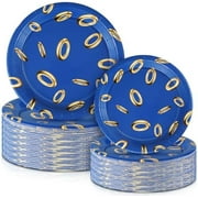 50 Pcs Video Game Paper Plates Blue Birthday Plates Disposable Cartoon Themed Plate for Gamer's Party Decorations Birthday Party Favor
