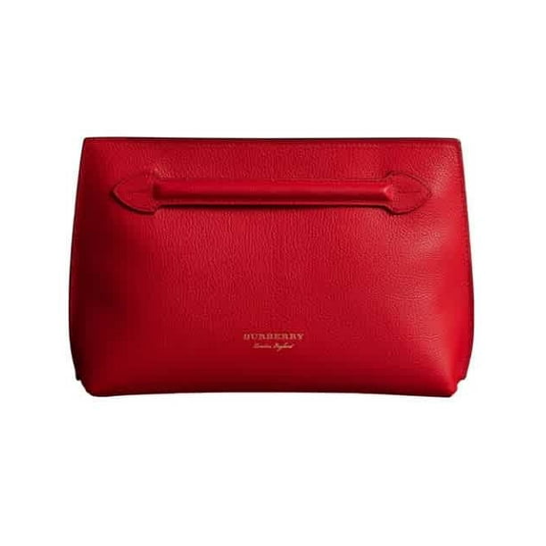 Burberry Bright Red Grainy Wristlet Pouch 