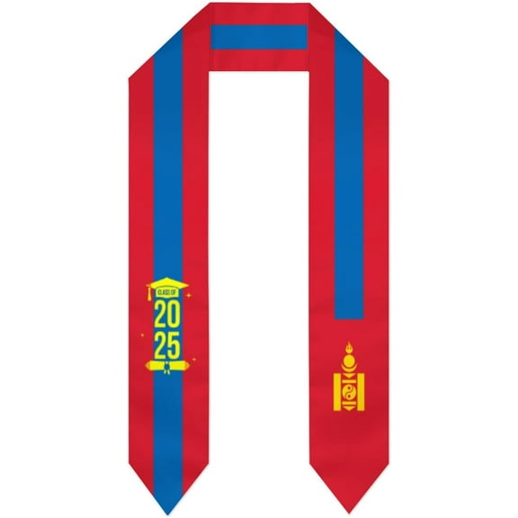 Class of 2025 Mongolia Flag Graduation Stoles Shawls Sash International Study Graduate Scarves