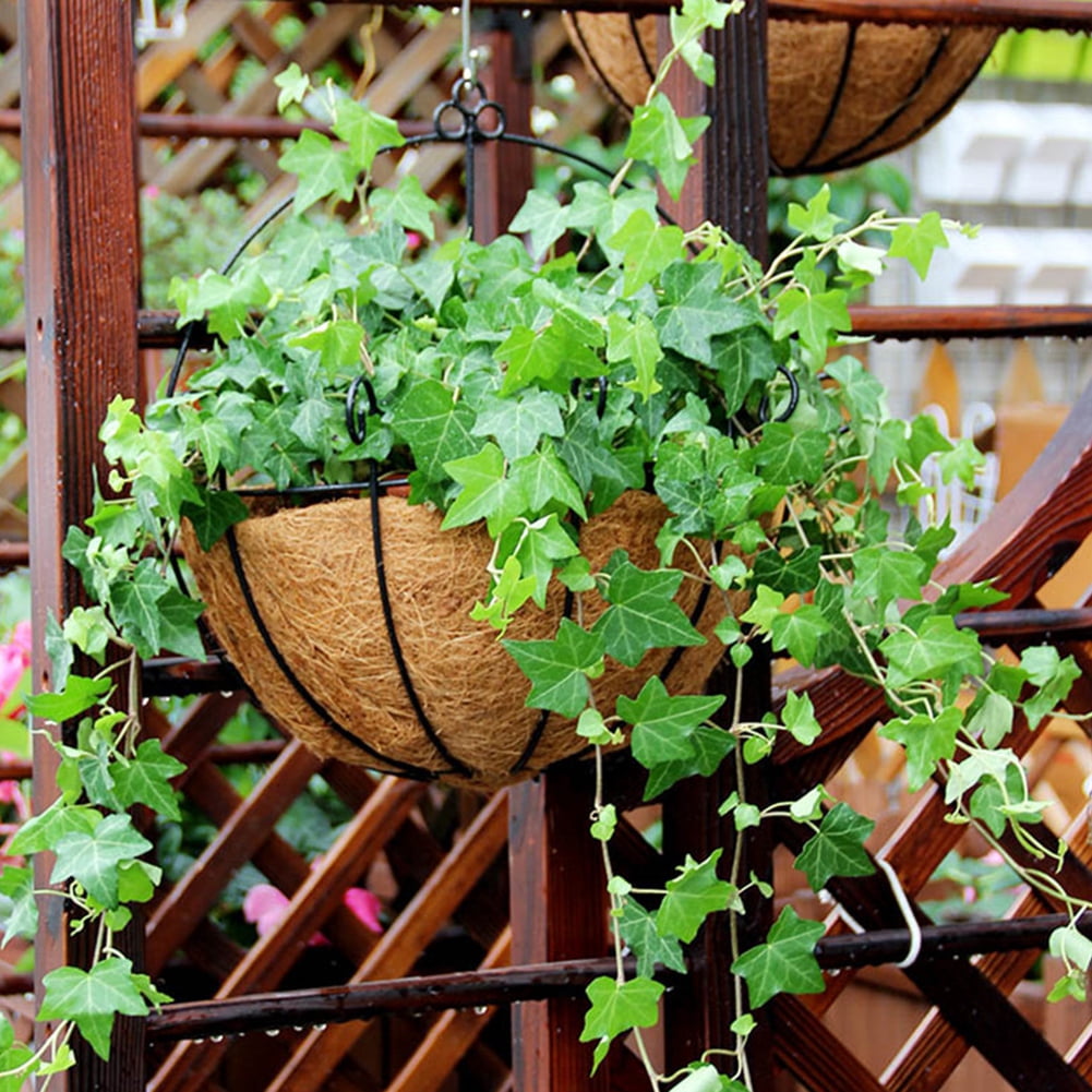 Hanging Flower Baskets for Outdoor Plants Large Metal Wire Planters with Coco Liner Pot for Home Planting Black Watering Plant Holders for Outside Garden Gift 12 inch