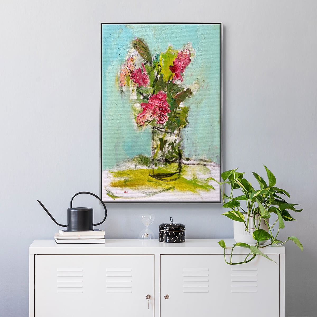 TURQUOISE LILLY Framed Premium Gallery Wrapped Canvas - Ready to Hang