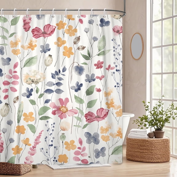 Pbobriich Rustic Floral Shower Curtains,Vintage Flower Country Bath Curtain for Bathroom Decor,72"x72"