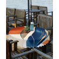 thumbnail image 2 of Fsddascl Navy Blue Burnt Orange Outdoor Tablecloth - 54 Inch Round Dining Table Cover, Retro Geometric Modern Waterproof Outdoor Table Cloth with Umbrella Hole & Zipper for Picnic/Patio/Party, 2 of 7