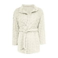 thumbnail image 4 of Oksale Mini Fleece Robes for Women with Belt Trendy Lapel Bathrobe Loose Long Sleeve Night Gown Ultra Soft Fall Housecoats Beige S, 4 of 8