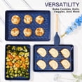 thumbnail image 5 of HONGBAKE Nonstick Baking Sheet Pan Set of 3, Cookie Sheets for Oven, Non-Toxic Half/Quarter/Jelly Roll Pans with Floral Swirl Texture, Heavy Duty 0.8mm Thick Oven Trays for Cooking, Blue, 5 of 9