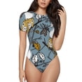 thumbnail image 2 of Uemuo Squirrel And Leaves Pattern Women's One Piece Short Sleeve Swimsuit Rash Guard Surfing Modest Quick-drying Swimsuit Beach Essentials-XX-Large, 2 of 9
