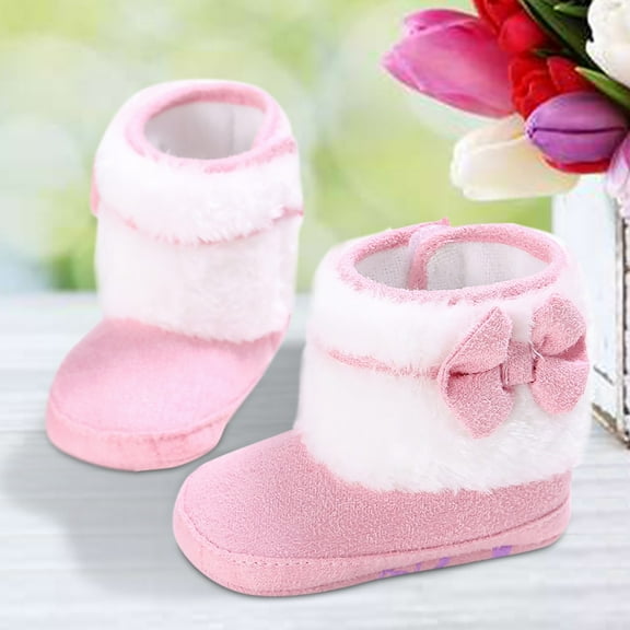 LYCAQL Toddler Shoes Boots Snow Baby Girls Boys Warm Boots Slip Rubber Sole Toddler Winter Crib Shoes Shoes Boys Size 4 (Pink, 11)