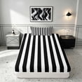 thumbnail image 4 of Manfei Geometric Stripe Twin Sheets,Contemporary Minimalist Bedding, Black White, Reversible 3 Pieces1 Flat Sheet + 1 Fitted Sheet + 1 Pillowcase, 4 of 6