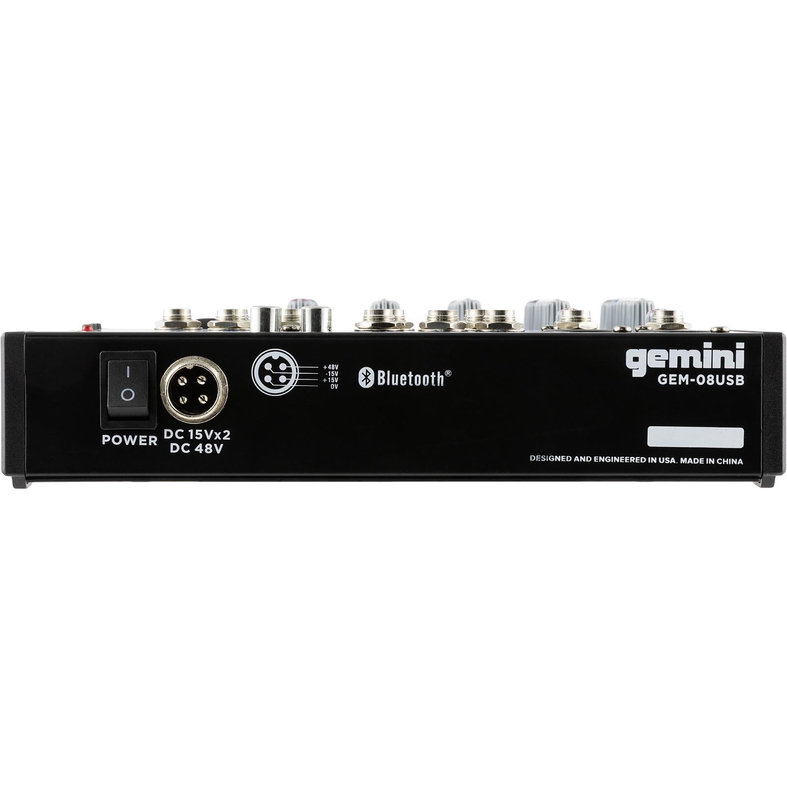 Gemini GEM-08USB 8 Channel Podcast USB Mixer with Cables Package