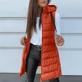 thumbnail image 6 of Long Puffer Vest Women Sleeveless Full Zip Up Puffy Jackets Quilted Padded Fall Coats Winter Outerwear Vermilion XL, 6 of 9