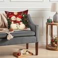 thumbnail image 2 of ​Christmas Throw Pillow with Snowman Design, Festive Red Background Holiday Decor for Sofa Couch Living Room Seasonal Home Decoration​​ A, 2 of 6