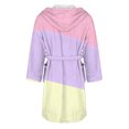 thumbnail image 5 of MEICHEN Womens Fleece Plush Robe With Hood Long Soft Color Block Pockets Loungewear Luxurious Flannel Bathrobe for Women, 5 of 5