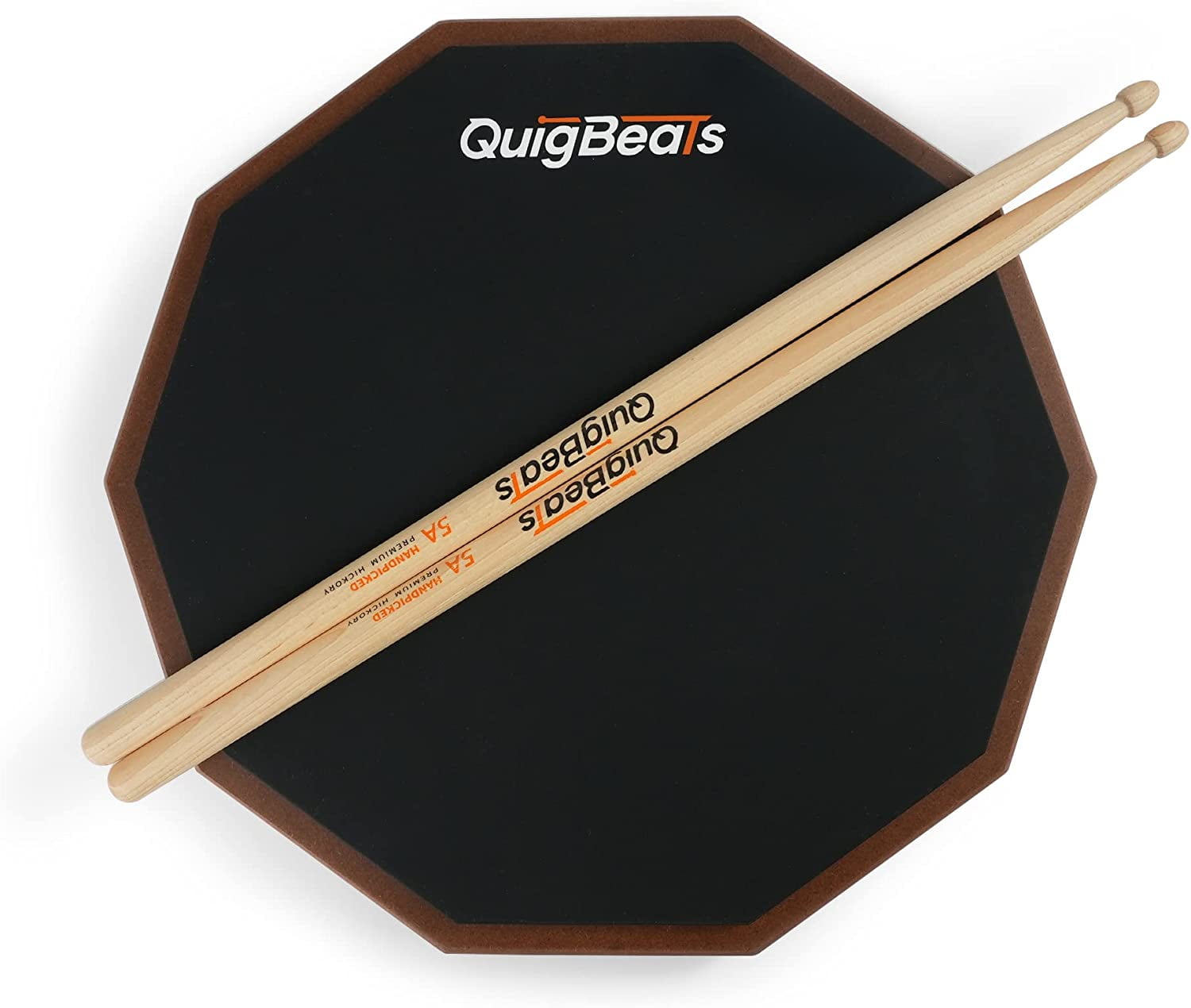 QuigBeats Drum Pad & Drum Sticks, Silent Drum Practice Pad with 5A Drumsticks, 12 Inch Single