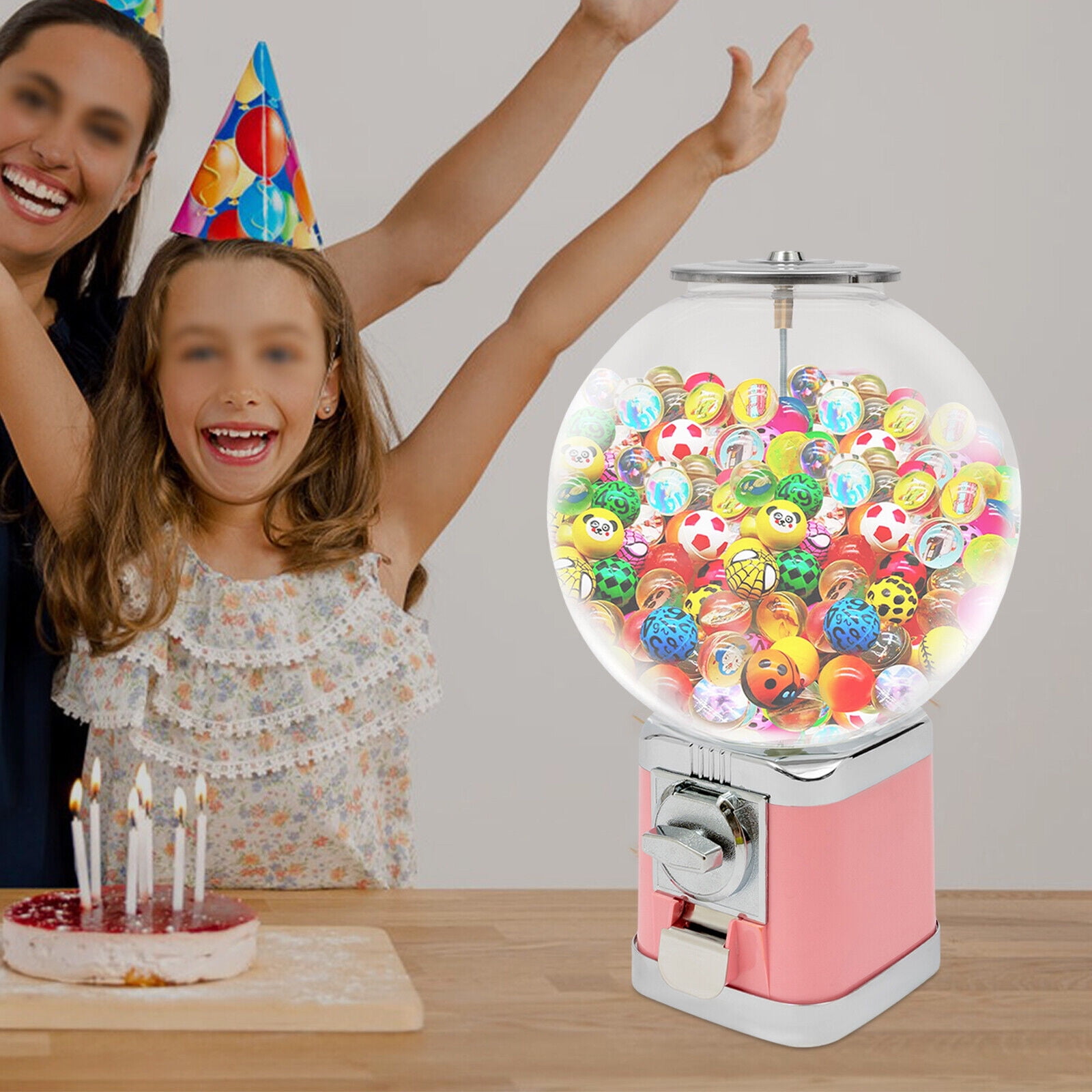 Large Capacity Vending Machine Pink Twister Ball Dispenser Gumball Machine