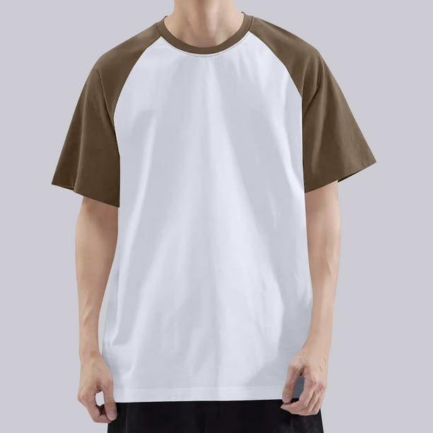 pstuiky camisetas de hombre, Camiseta informal de manga corta con cuello redondo y solapa de color liso para hombre camisetas de hombre xxl