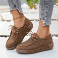 thumbnail image 6 of Domuza Women's Breathable Linen Canvas Platform Shoes Lace Up Non-Slip Wedge Sole Casual Walking Shoes for Daily Outdoor Wear 6.5（EU-37） 37, 6 of 6