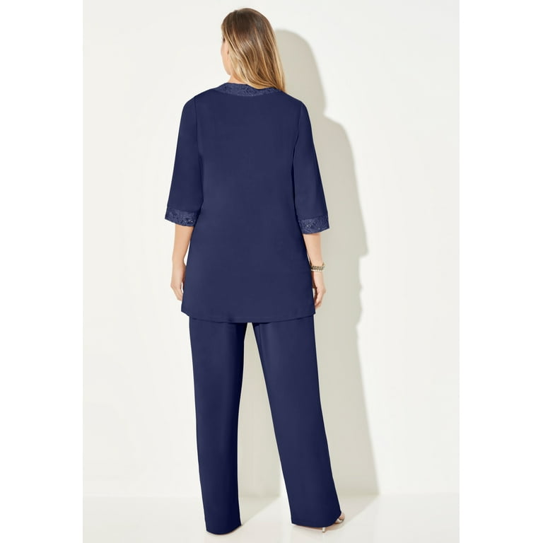 Catherines Women's Plus Size 3-Piece Lace Gala Pant Suit 