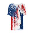 thumbnail image 3 of Camisetas de Verano de Manga Corta de las Mujeres, Día de la Independencia Informal Impreso, Top con Cuello en V para las Mujeres, 3 of 6