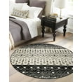 thumbnail image 3 of Unique Loom Tribal Trellis Collection Area Rug - Alami (5' 3" Round Black and White), 3 of 12