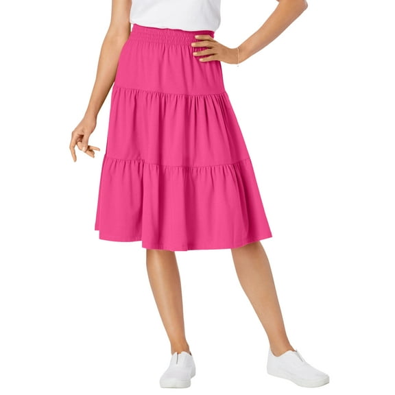 Woman Within Plus Size Elastic-Waist Knit Tiered Skirt