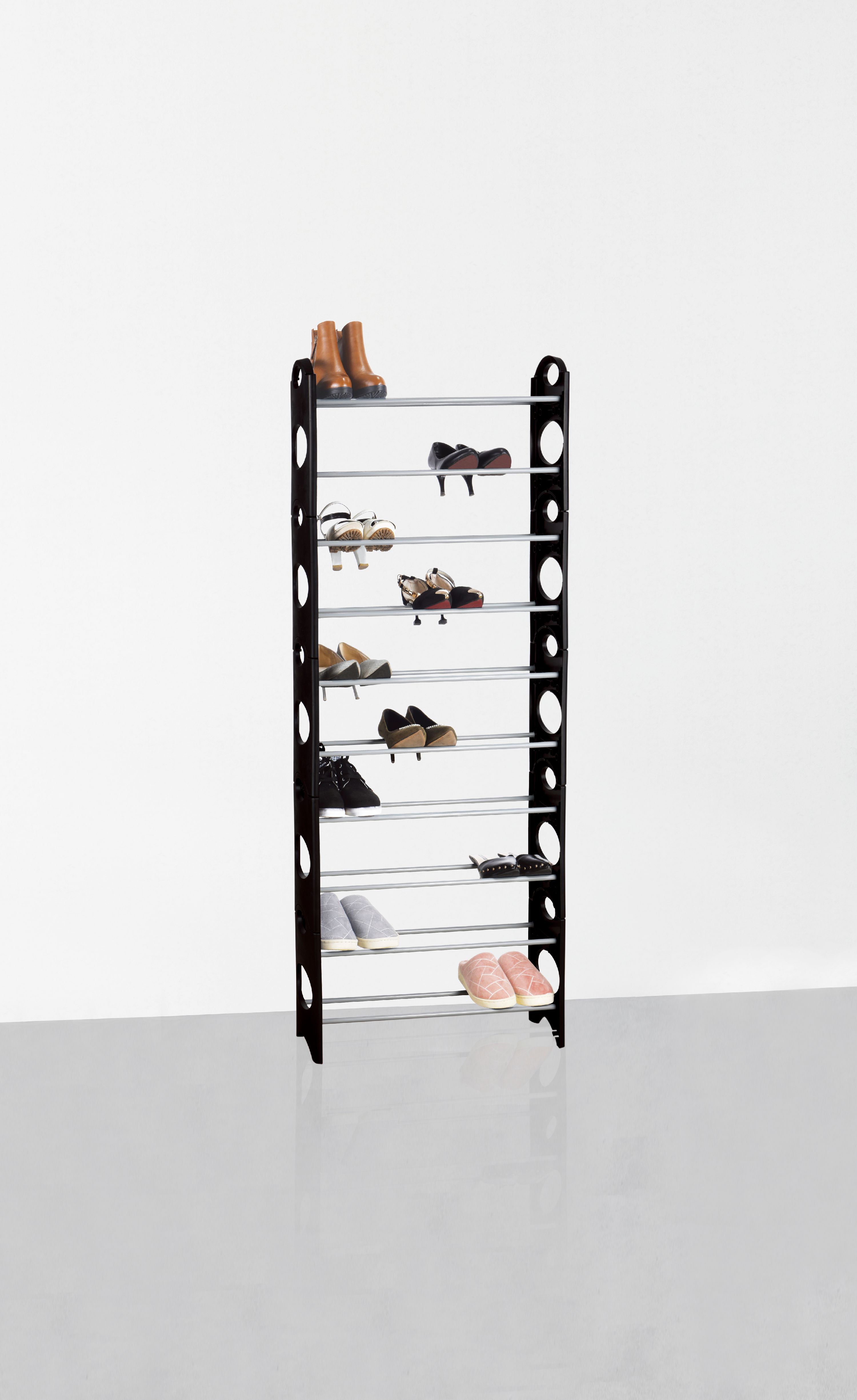 shoe tiers on Storage Solutions Stackable 10 Tier Plastic Shoe Rack Closet Organizer 30 Pair Capacity Walmart Com Walmart Com