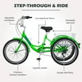 thumbnail image 2 of MOPHOTO Adult Tricycle with 24" Big 3 Wheels, 7 Speed 3 Wheel Cruiser Bikes with Large Basket & Bell (Apple Green, 24inch /7-Speed), 2 of 12