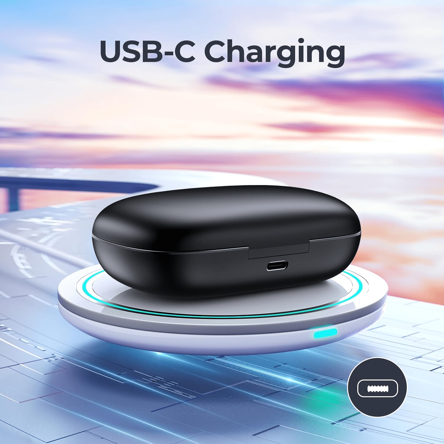 Active Noise Cancelling Wireless Earbuds Bluetooth Headphones 90 Hrs Playtime Ear Buds with Hi-Res Stereo Power Display Earphones with Earhooks Waterproof Transparency Headset Sports/Running