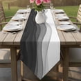 thumbnail image 6 of Ombre Waves Table Runner Linen Burlap Table Runner 90 Inches Long Abstract Art Gradient Black Modern Dresser Scarves for Kitchen Island Coffee Dining Room Party Wedding Banquet Holiday Decor 13"x90", 6 of 8