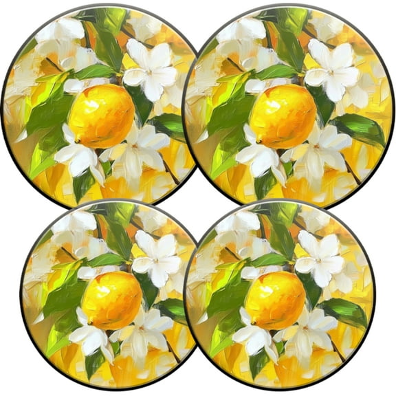 Gas Stove Burner Cover,Electric Stove Top Protector,Easy to Clean,Oil Painting of Lemons and White Flowers