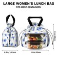 thumbnail image 5 of Pioneer Flower Floral Print Pattern Drawstring Lunch Bag Women - Drawstring Lunch Bag Insulated for Work Office - Stain-Resistant Large Lunchbags for Women with Multi-Pockets, 5 of 6