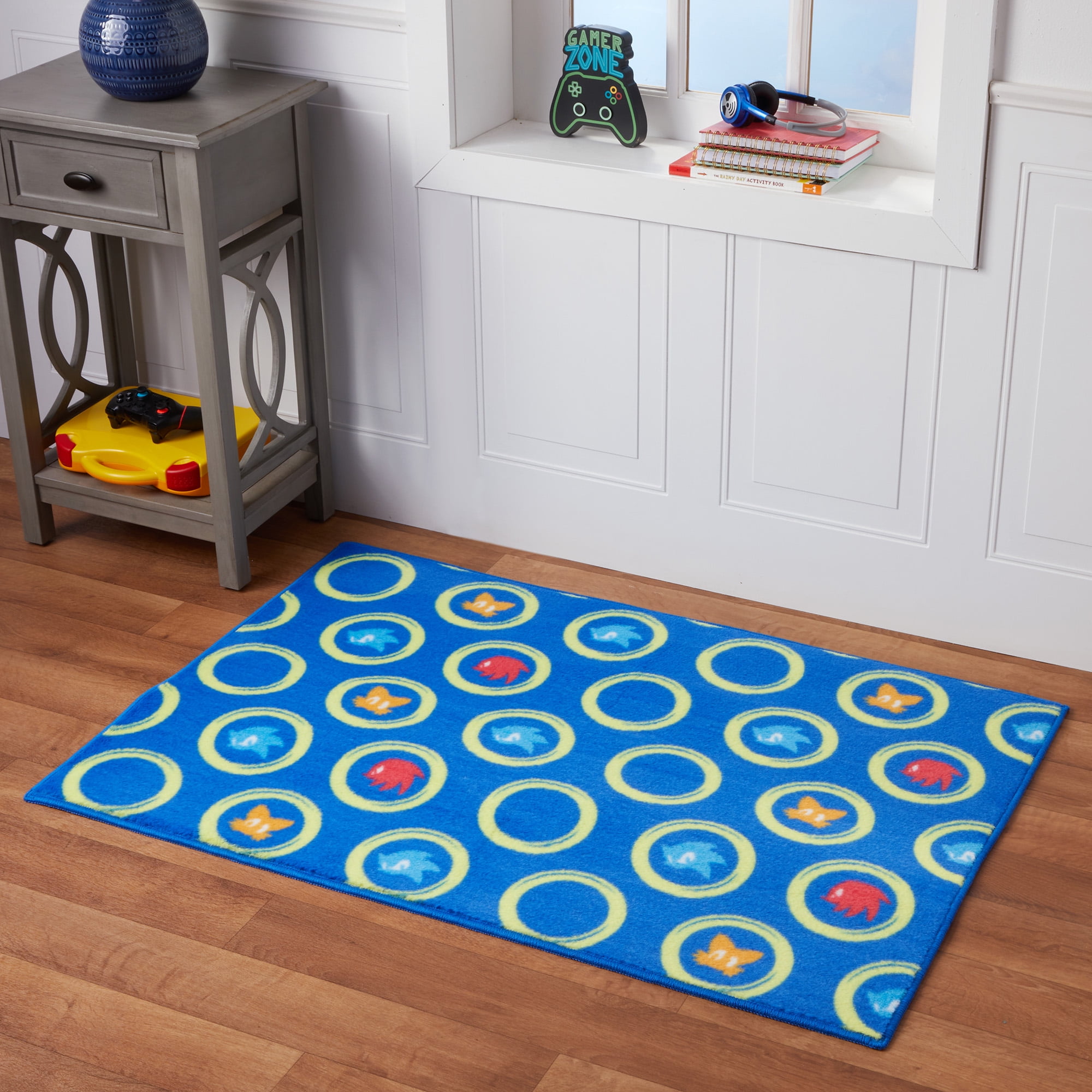 Sonic the Hedgehog Kids Faux Fur Accent Rug, 30 x 46, Blue