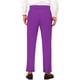 thumbnail image 3 of INSPIRAR CHIC Pantalones de vestir ajustados para hombres, con frente plano, color sólido, tamaño 30, púrpura, 3 of 7