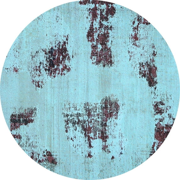 Ahgly Company Indoor Round Abstract Light Blue Modern Area Rugs, 5' Round