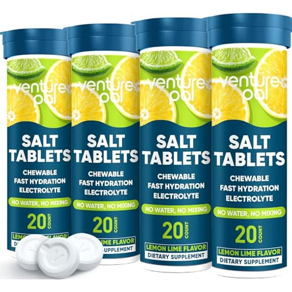 Venture Pal Tabletas masticables de electrolitos, tabletas de sal en barra sin azúcar de disolución rápida, paquete variado para hidratación rápida, correr al aire libre, senderismo, deportes | Keto y