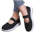 thumbnail image 7 of Gpaecead Women's Knit Mesh Walking Shoes Soft Sole Breathable Non Slip Elastic Strap Comfortable Slip On Flats For Summer Daily B-Black, 7 of 7