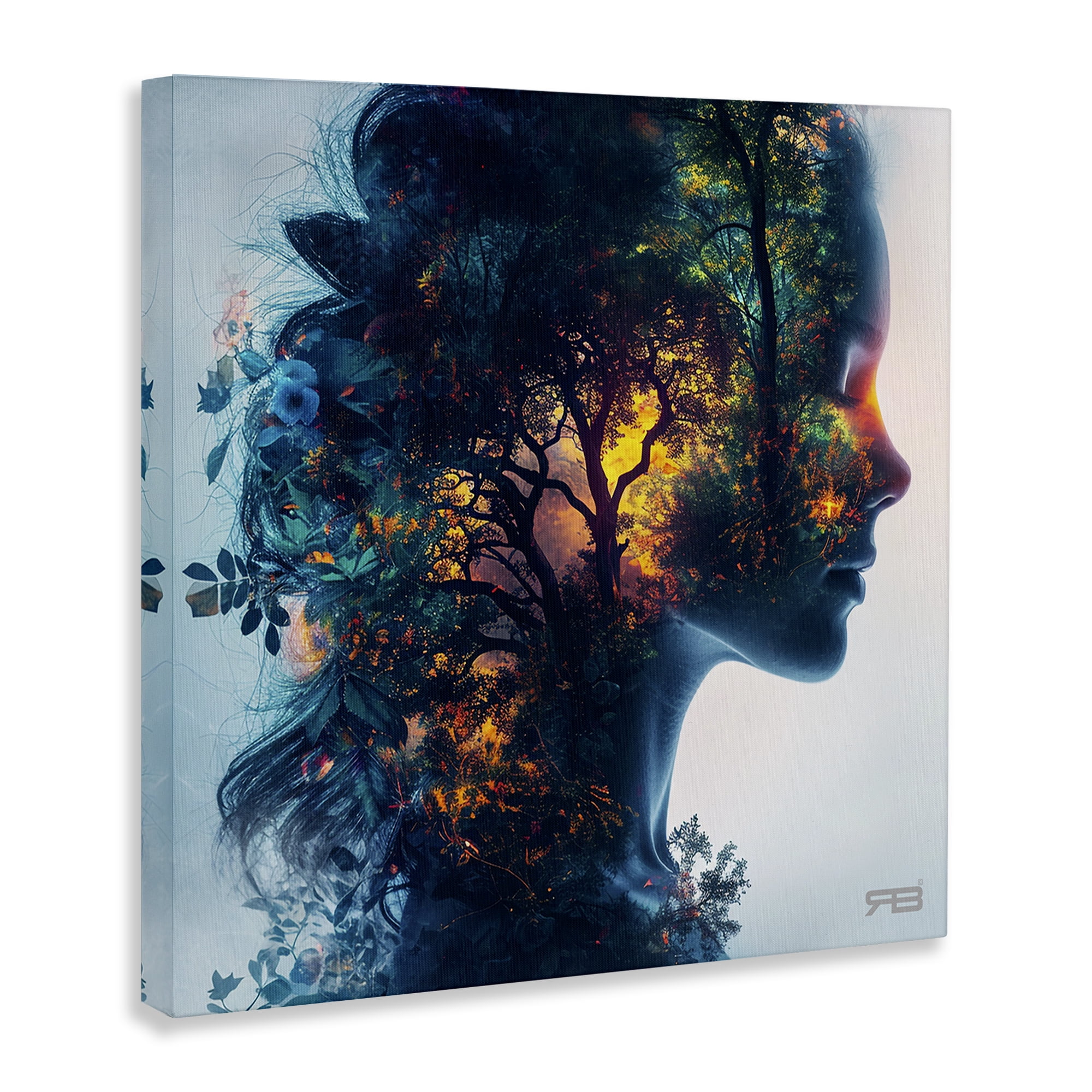 Stupell Industries Glowing Tree Girl Portrait People Painting Wrapped Canvas Art Print Wall Art, 30 x 30