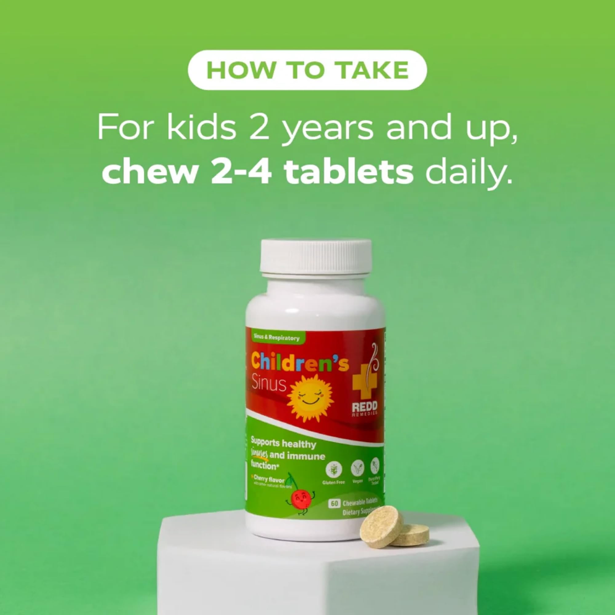 Redd Remedies, Children's Sinus Support, Immune and Respiratory Health Formula, Cherry Flavor, 60 Chewable Tablets