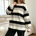 thumbnail image 2 of SBYOJLPB Women's Pajamas Tops Striped Printed Long Sleeve Crew Neck Loose Casual Pajamas, 2 of 5