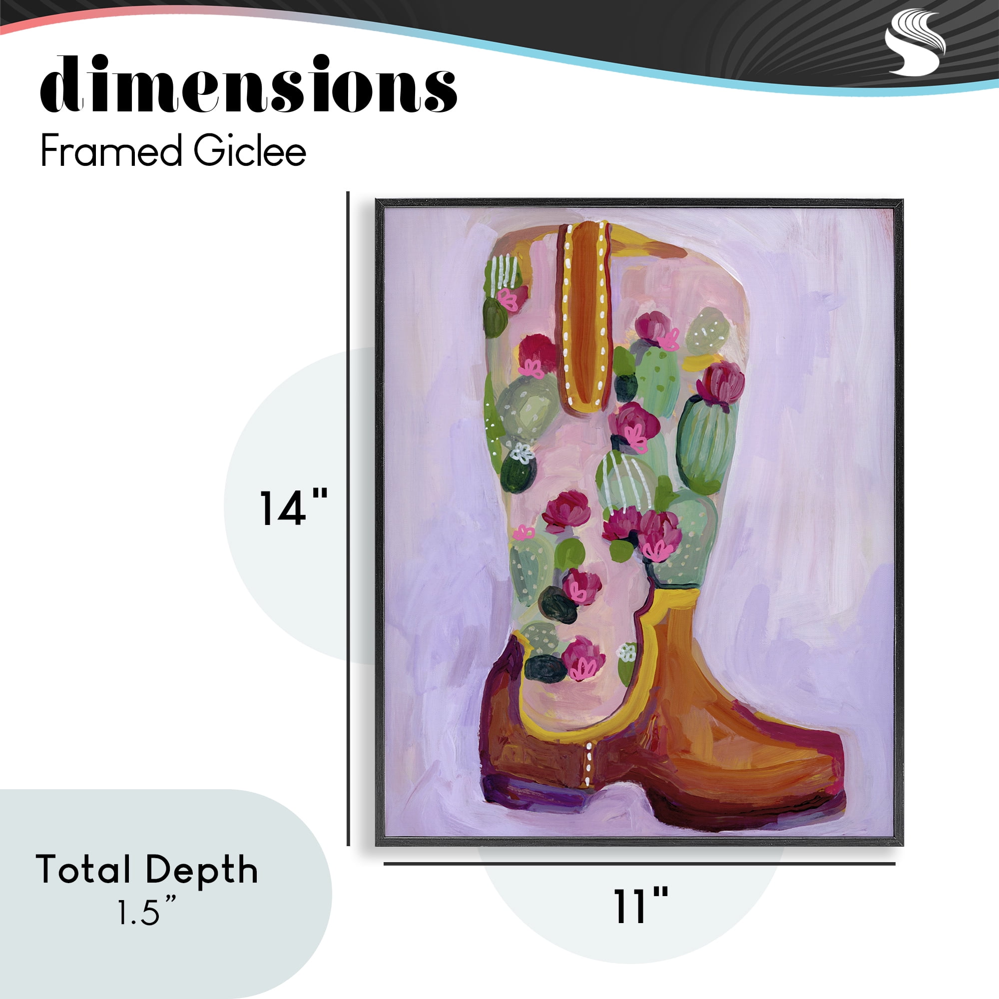 Desert Day Dream Boots Black Framed Giclee Art, design by Ashley Davis