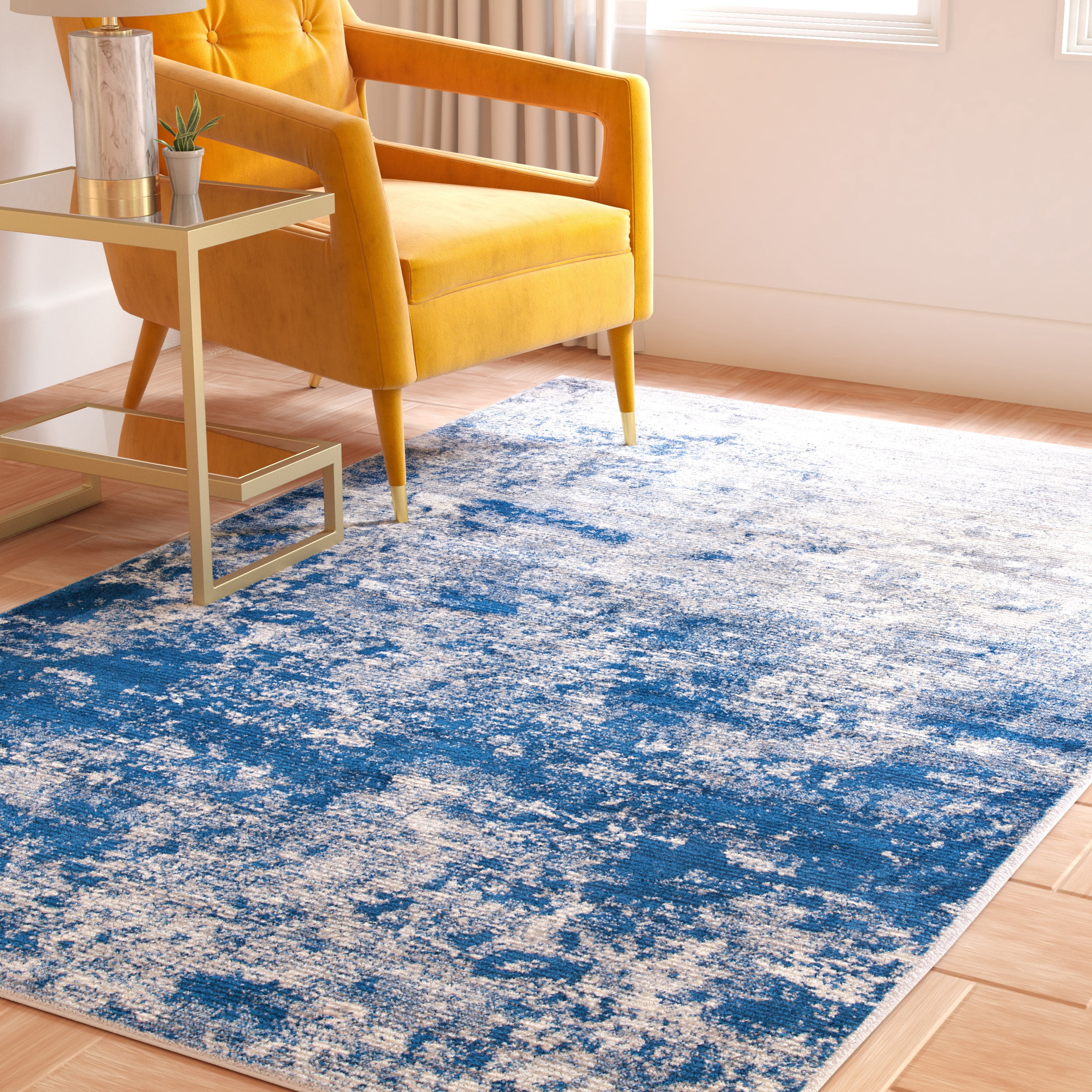 SAFAVIEH Brentwood Ainslee Abstract Area Rug, Grey/Navy, 9' x 9' Square