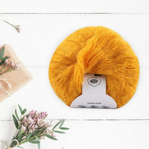 Tricoter la Laine Tricoter Laine Laine Mohair Laine Mohair Doux Tricoter  Laine DIY Châle Écharpe Crochet Thread Supplies Jaune 