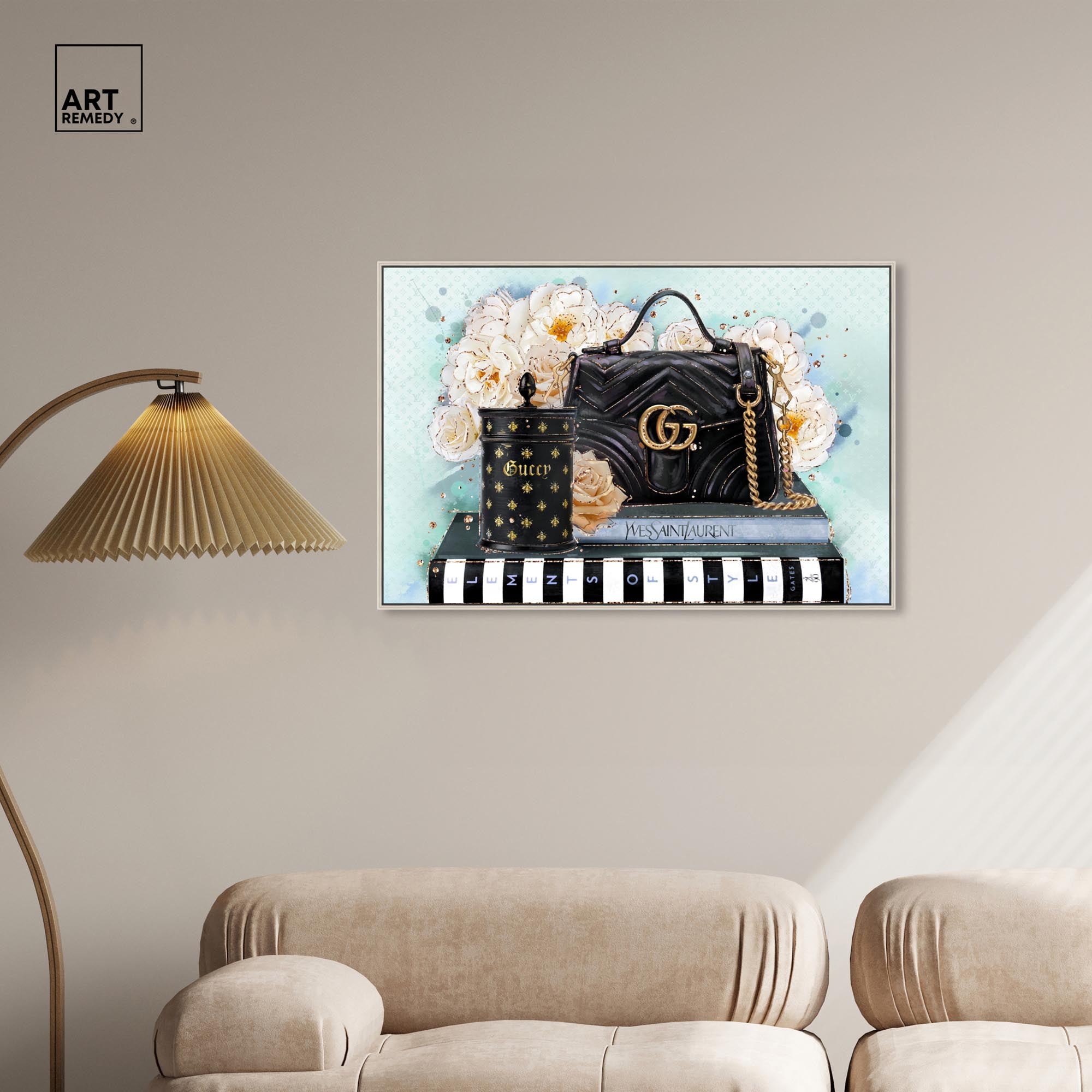 Beloved Elements Blue Canvas Fashion Art Prints by Art Remedy, Silver Frame, 36" x 24"