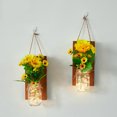 thumbnail image 4 of Albañil Apliques De Pared Led Luces De Hadas Flores Con Control Remoto Alimentado Por Batería Para Casa De Campo Boda Cafetería Bar Tienda Pared Dormitorio Decoración 2Pcs Rústico Tarro seitruly HA024962-03, 4 of 5
