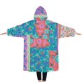 thumbnail image 2 of Oversized Wearable Blanket Hoodie,Bohemian Pioneer Flower Patchwork Sherpa Blanket Hoodie with Super Pockets,Super Warm Fuzzy Pullover for Women & Men, 2 of 6