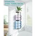 thumbnail image 3 of ANHXN Towel Racks for Bathroom,Wall Towel Holder with Wood Shelf, Metal Wall Mounted Towel Rack Bathroom Organizers and Storage, 3 of 5