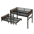 thumbnail image 6 of Full XL over Full XL Metal Bunk Bed, Separable Bunk Beds with Security Fence, Convertible Loft Bed and Standalone Beds, Walnut, 6 of 14