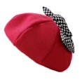 thumbnail image 1 of Girls Winter Beret Hat Beret Beanie Bowknot Decorated, 1 of 5