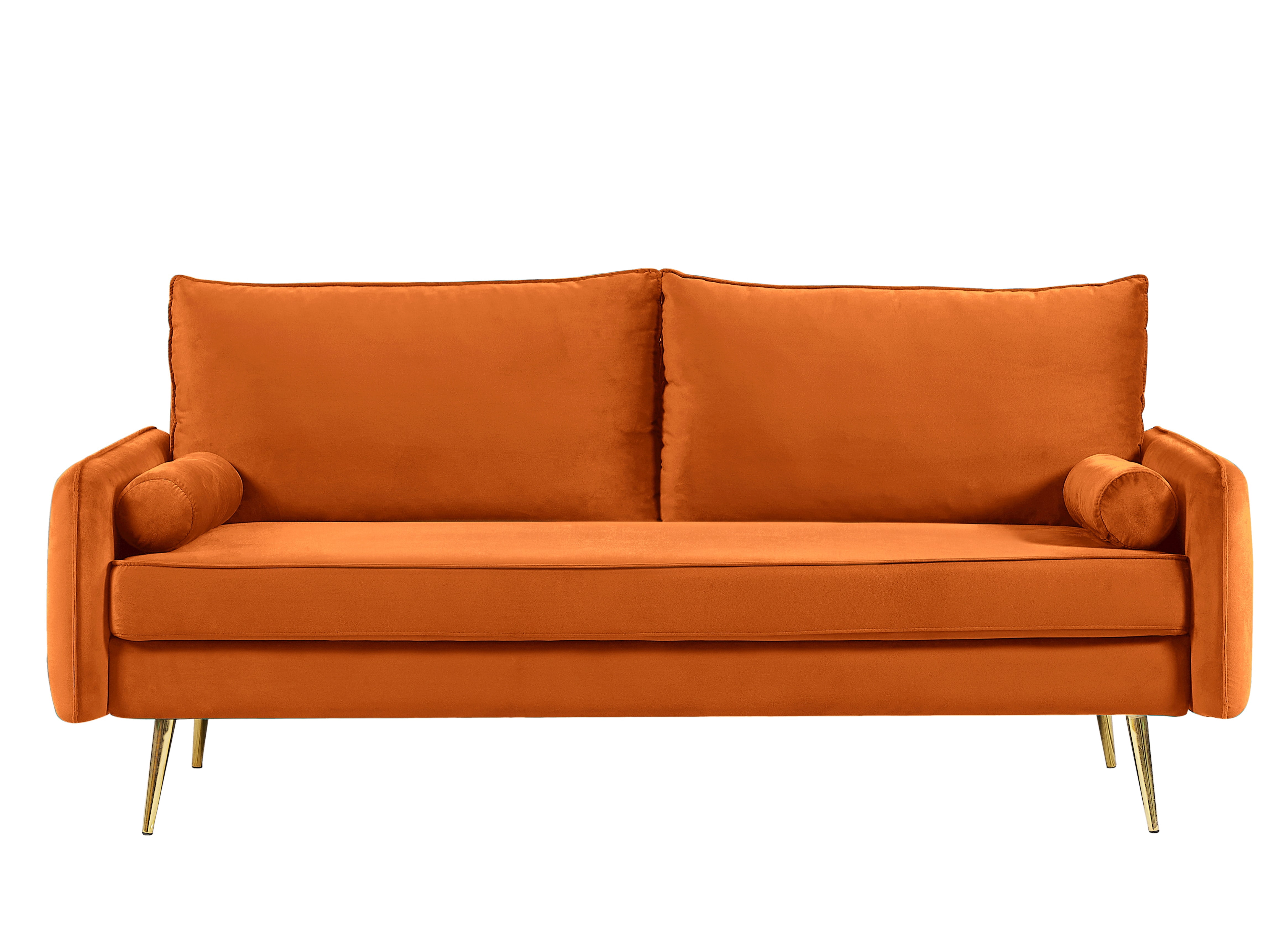 US Pride Furniture Villeda 70''W Polyester Square Arms Sofa, Orange