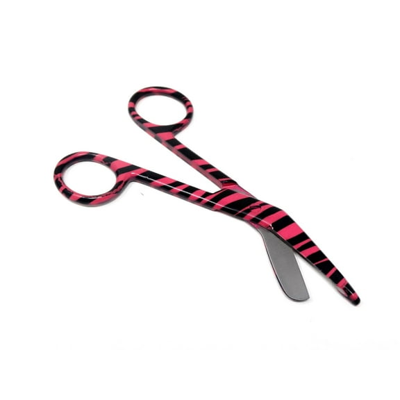 Pink & Black Full Zebra Pattern Color Lister Bandage Scissors 4.5" (11.4cm), Stainless Steel